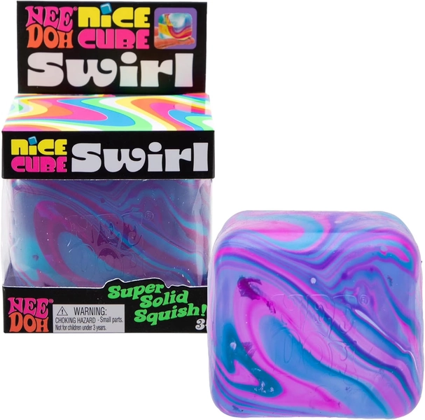 Schylling NeeDoh Nice Cube Swirl - Sensory Toy with a Super Solid Squish - Unique, Swirling Color Blend - Ages 3 and Up - Purple/Blue; One Cube Per Pack - Walmart.com