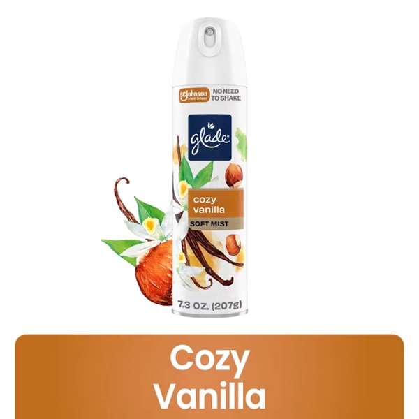Glade® Odor Fighting Soft Mist Air Freshener Room Spray, Cozy Vanilla, 7.3oz., 1 Count