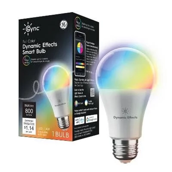 GE Cync Dynamic Effects Smart LED Full Color Light Bulb