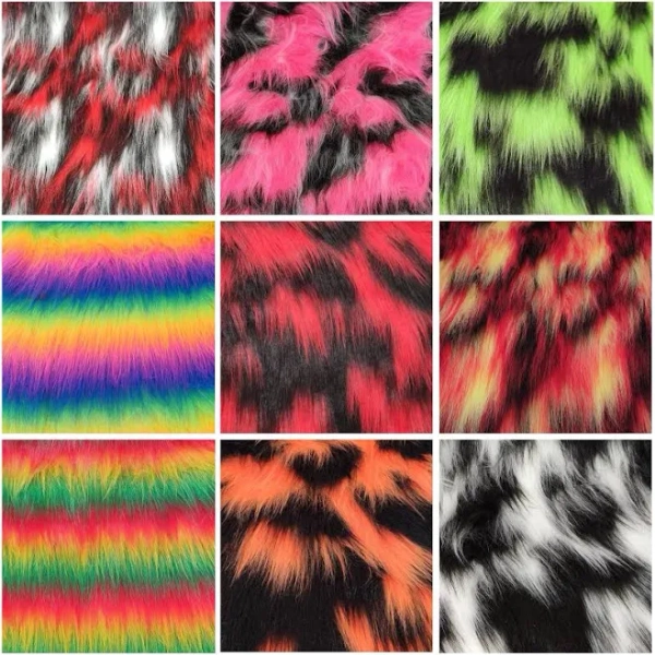 001 Multi Coloured Faux Fur Fabric - Multiple Lengths & Colours