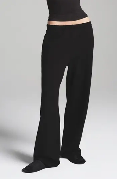 Cotton Fleece Blend Classic Straight Leg Pants