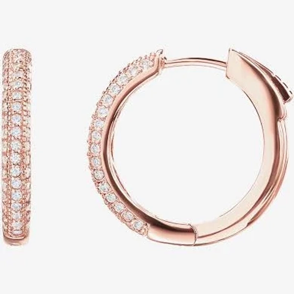 Women Pavoi Plated 925 Sterling Silver Post Cubic Zirconia Hoop Earring