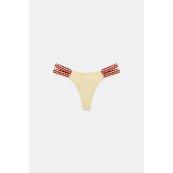 Zara - Crochet Strap Bikini Bottoms - Yellow - M - Woman