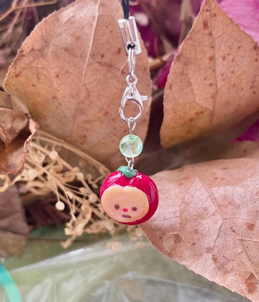 apple keychain/phone charm | handmade clay bag charm