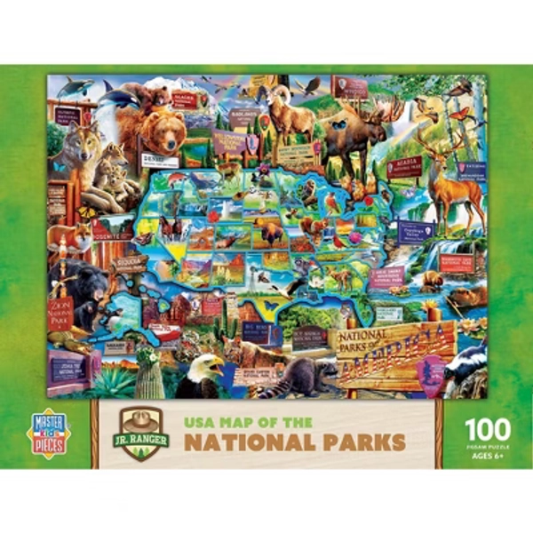 MasterPieces 100 Piece Jigsaw Puzzle for Kids - National Parks Map