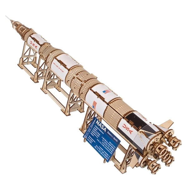 UGEARS NASA Saturn V Model Rocket Kit - Space Ship Model Kits for Adults - 3D Wooden Space Shuttle Building Puzzles - Rocketship Spacecraft 3D Wood Puzzle