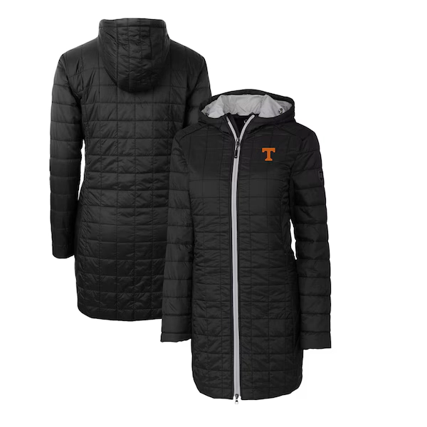 Tennessee Volunteers Cutter & Buck Women's Rainier Primaloft Eco Hooded Long Coat - Black