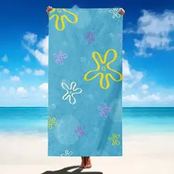Spongebob Inspired Ultra-Fine Microfiber Beach Towel, Design Beach Towel, Soft and Extremely Absorbent Fabric, Lightweight for Beach, Parties, Travel and Camping