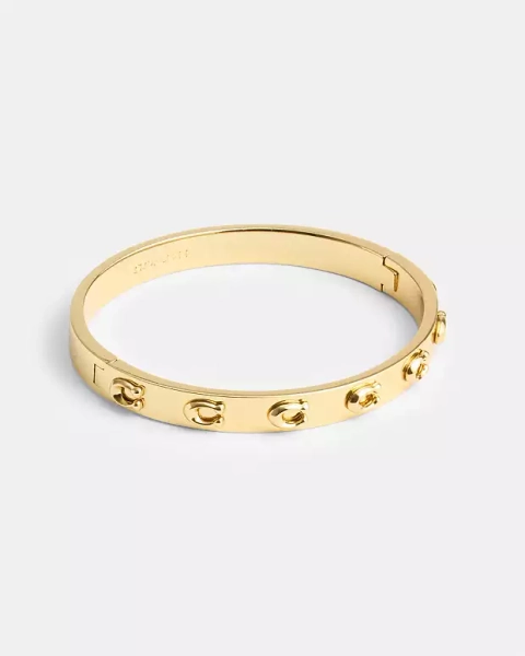 Gold Pegged Signature Hinged Bangle