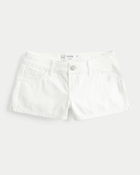 Low-Rise White Denim Mini Shorts