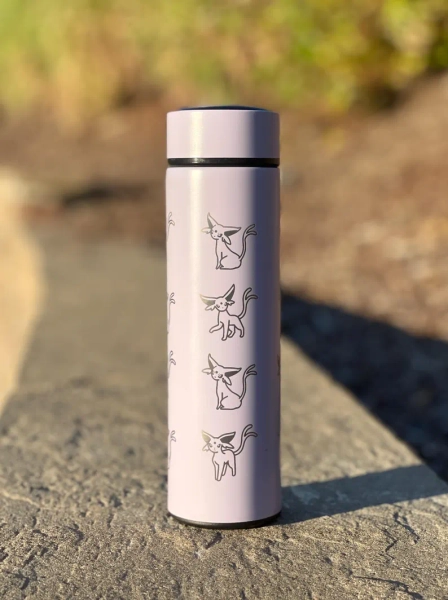 Cute Espeon Coffee Tumbler Tea Infuser, Pokemon Unite Tuxedo Style Top Hat Waterbottle, Pokemon Sleep Eeveelution Anime Fan Birthday Gift