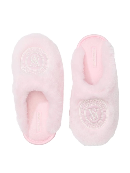 Pretty Blossom Pink Closed Toe Faux Fur Slippers