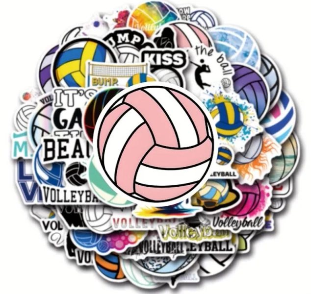 Volleyball Stickers - Cute Anime Volleyball & Team Logos, Volleyball decor, Volleyball room decor, Volleyball gifts bulk, Removable Repositionable
