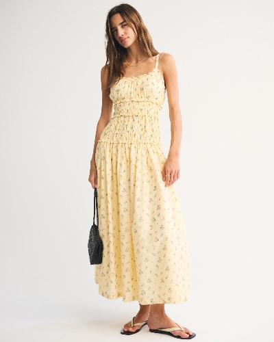 Bra-Free Smocked Drop-Waist Maxi Dress