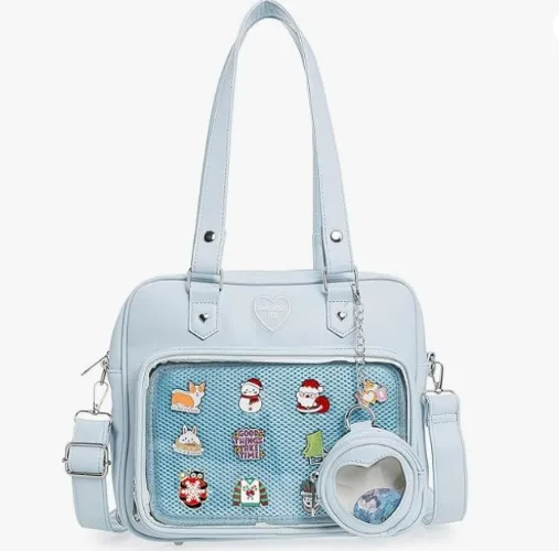 ZAROXOXS Ita Bag Crossbody Handbags Kawaii Shoulder Purse Square Backpack with Insert Anime Pins Display
