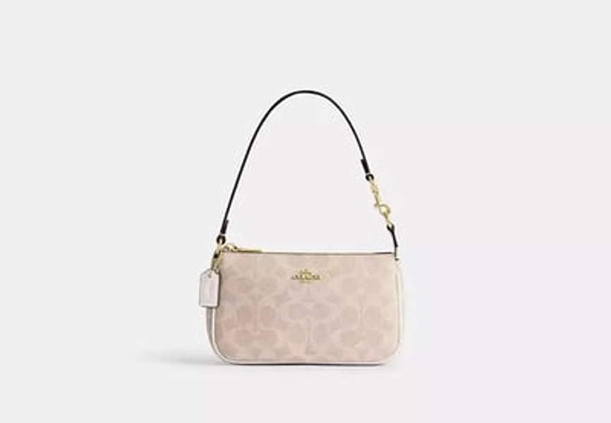 Coach Outlet Nolita 19 In Signature Canvas - Beige & Gold & Black, Size: Mini