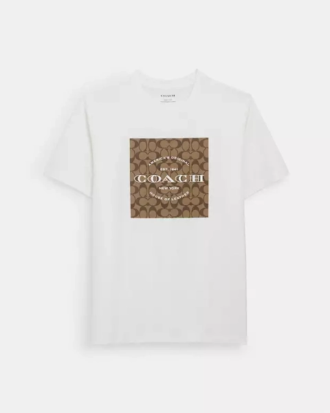 White Signature Square T Shirt In Organic Cotton