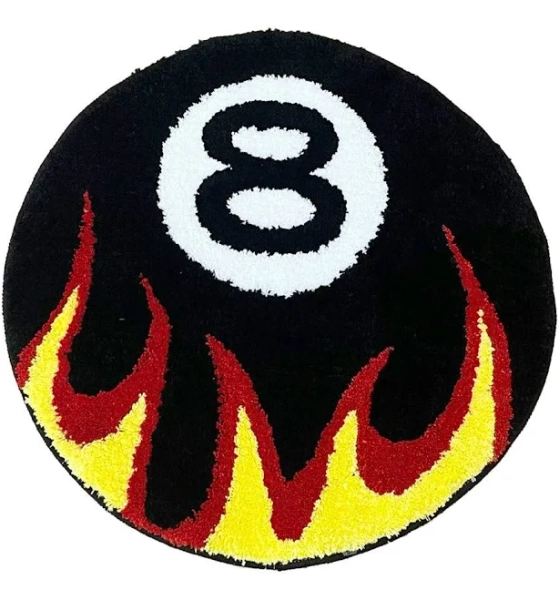 Burning 8 Ball Accent Rug
