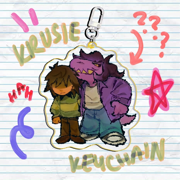 Deltarune Susie & Kris Keychain