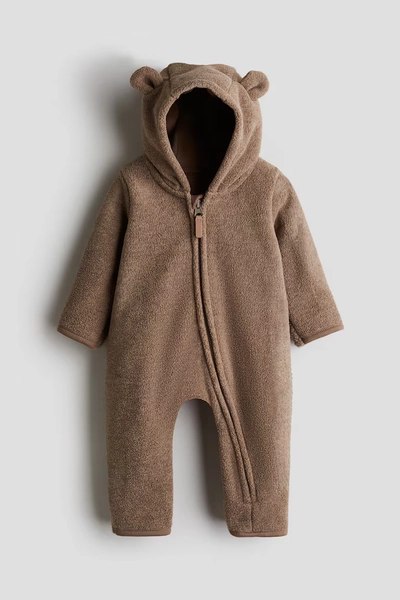 Fleece-Overall mit Kapuze