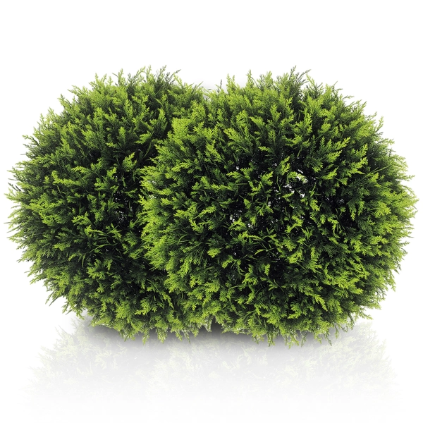 HOMCOM Set di 2 Piante Artificiali a Sfera con Foglie di Cedro per Casa e Giardino Ø45 cm, Verde
