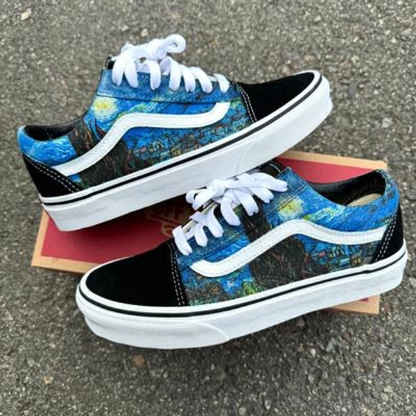 Van Gogh Starry Night Vans Old Skool Sneakers - Men's and Women's Shoes