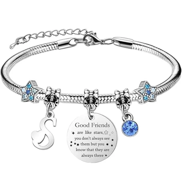 GelldG Girls' Initial Letter Love Heart Pendant Bracelet