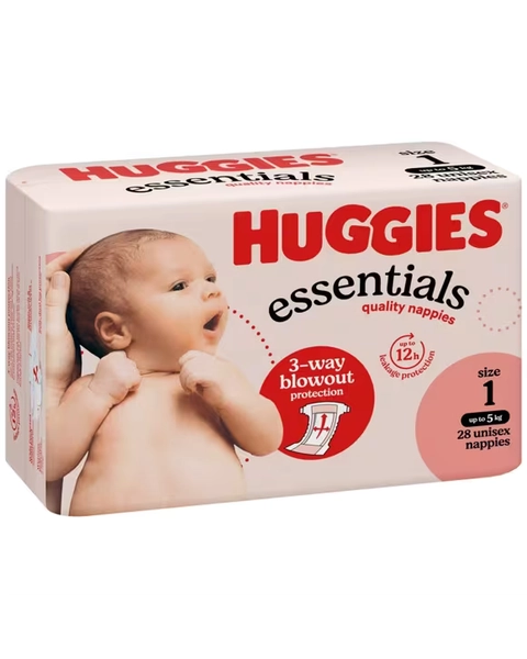 Huggies Essentials Nappies Newborn Size 1 28 Pack