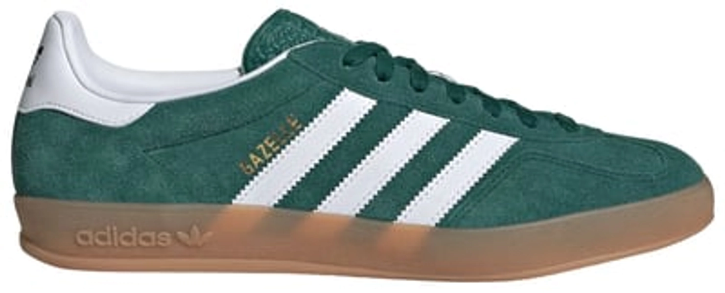 adidas Men's Gazelle Indoor Shoes, M10.5/W11.5, Collegiate Green/White/Gum