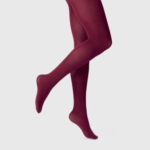 Women's 50D Opaque Tights - A New Day™ Dark Burgundy S/M