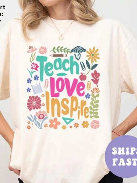 Teach Love Inspire Shirt, Teacher Coquette Shirt, Teacher Appreciation Gift, Teacher's Day Shirt, Shirt For Teacher1