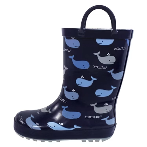 Hudson Baby Infant Boy Rain Boots, Whaley Awesome, 4 Toddler