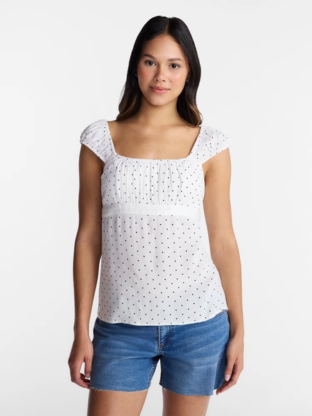 No Boundaries Babydoll Top with Satin Trim, Women’s XXS-XXL - Walmart.com