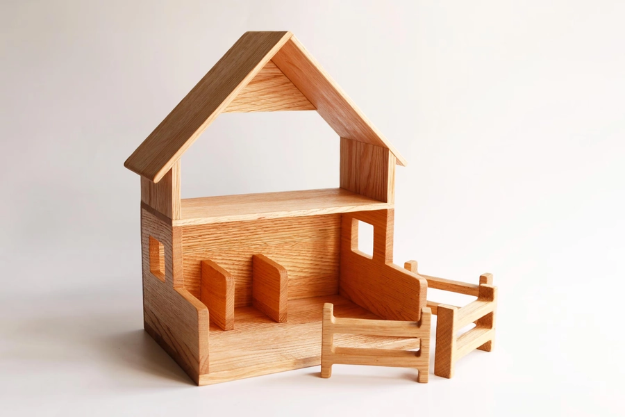 Wooden Barn Toy: Farm Animal Stable, Montessori Waldorf Play