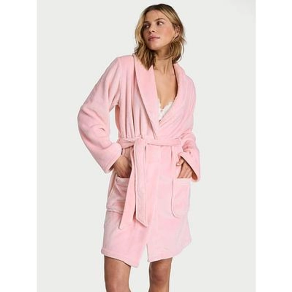 Short Cozy Robe, Pink, M/L - Women's Robes - Victoria's Secret