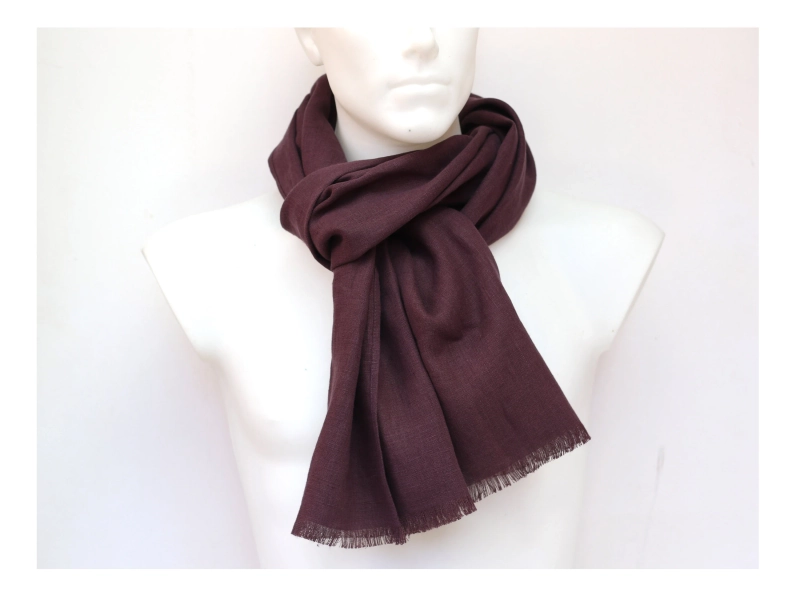 Aubergine Linen Scarf - Softened Unisex Eco-Friendly Wrap