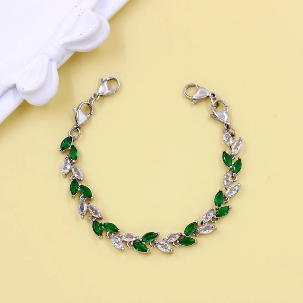 Zircon Leaf Chain Bracelet