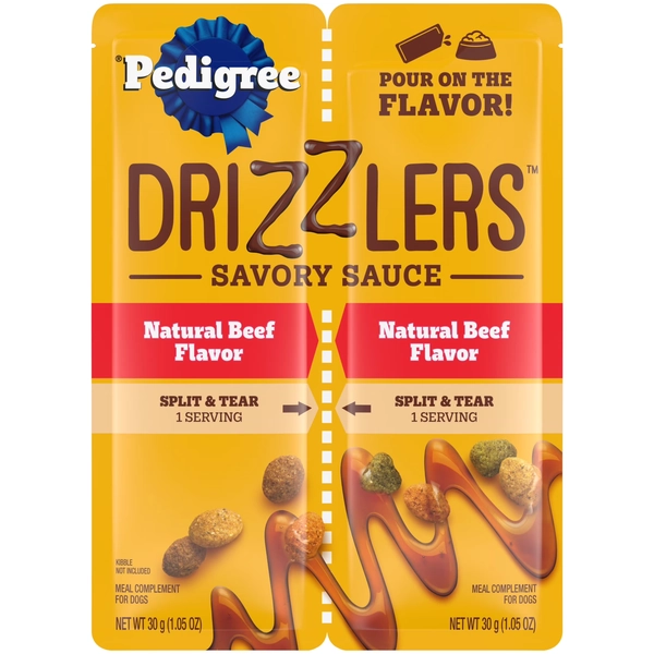Pedigree Drizzlers Savory Sauce Natural Beef Flavor, 60g Twin Pouch (1 Count, 2 Servings Total) - Walmart.com