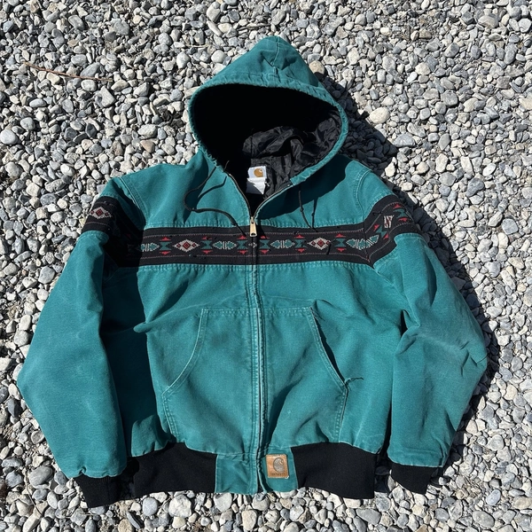 90s vintage Carhartt Native American Aztec Active Parka Duck Jacket Size L