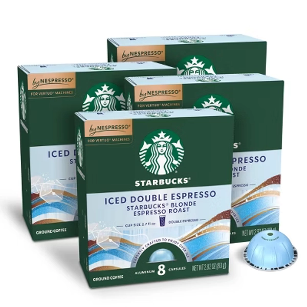 Starbucks by Nespresso Vertuo Line Iced Double Espresso Blonde Light Roast Coffee Pods - 32ct