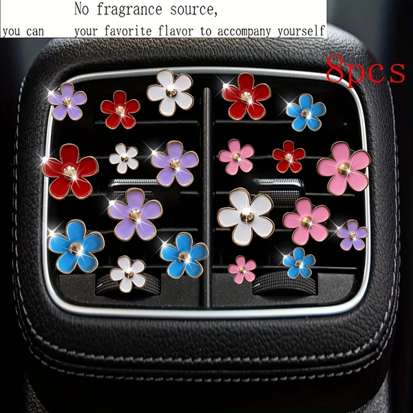Lilac Car Air Vent Decorative Flower - Self-Dripping Scented Design, No Fragrance Source, Vibrant Pink & Blue Floral Pattern, Easy-to-Use Car Interior Accessory for Enhanced Air Quality, Car Air Freshener, Vehicle Aesthetic Enhancement, Decorative Flower Design, Selfdripping Scent, Car Air Freshener Long Lasting, Car Accessory Interior, Car Decor