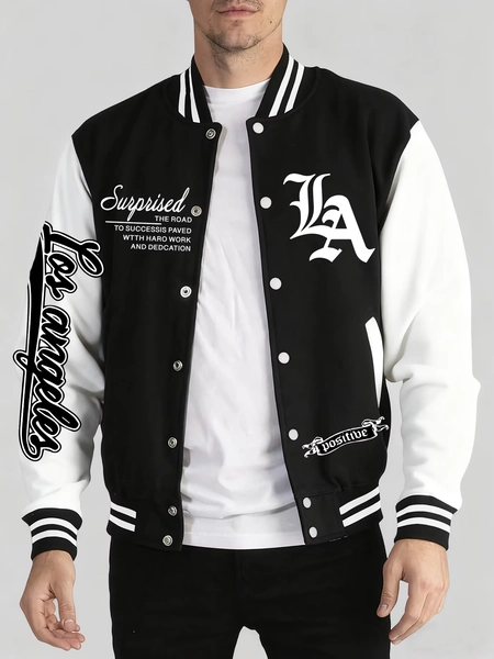 Los Angeles Art Letter Prints 2 Colors Tops Men Autumn Winter Casual Jackets Fashion Soft Baseball Jersey Loose Sports Clothes - AliExpress 200000343
