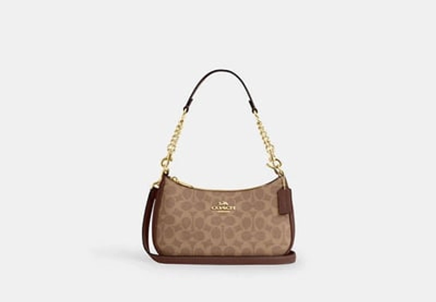 Coach Outlet Teri Shoulder Bag In Signature Canvas - Brown, Size: Medium