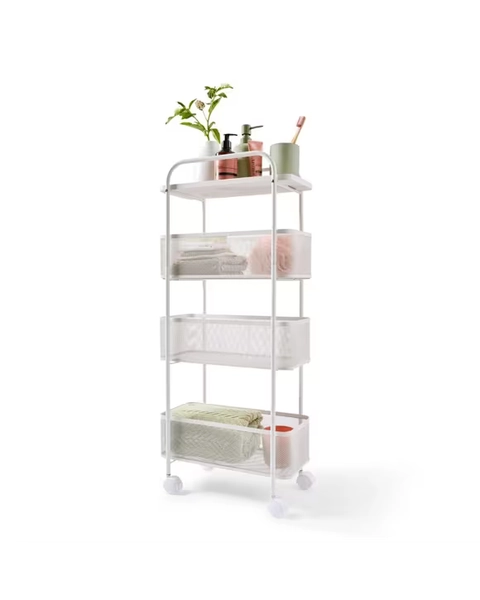Slim Line Metal Trolley - White - Miscellaneous