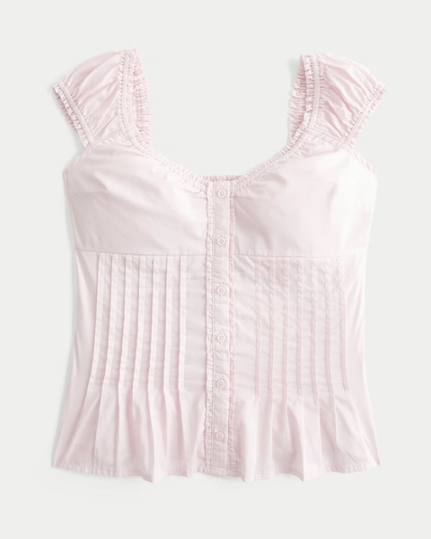 Short-Sleeve Pintuck Top