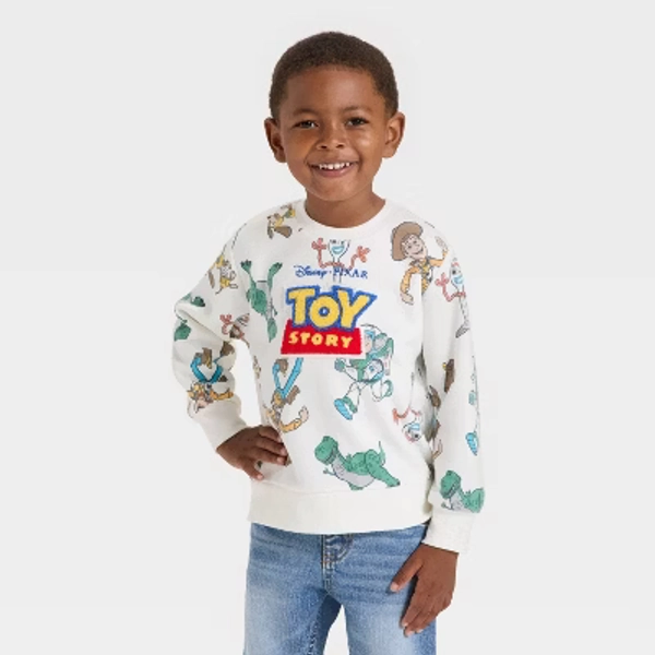 Toddler Boys' Disney Toy Story Fleece Sweatshirt - Off-White 4T