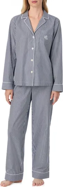 Stripe Long Sleeve Cotton Pajamas