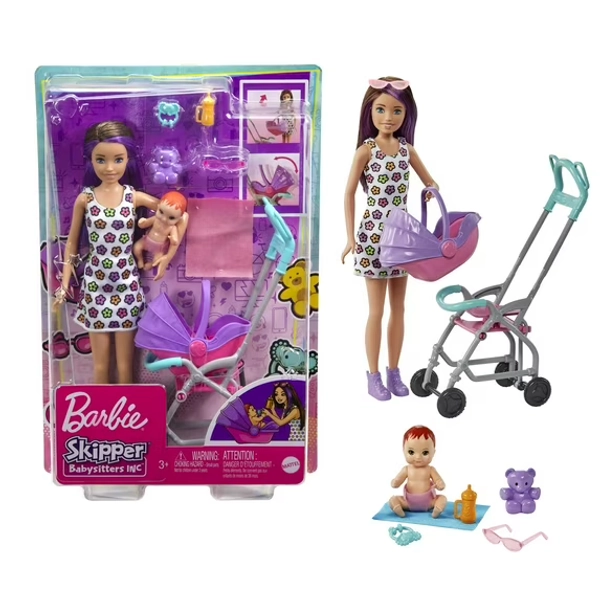 Barbie Skipper Babysitters Inc. Doll & Stroller Playset, for 3 Years & Up, Multicolor