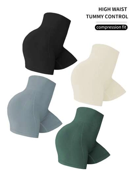 Easithlete 4pcs Seamless Minimizes Bounce Sports Shorts 