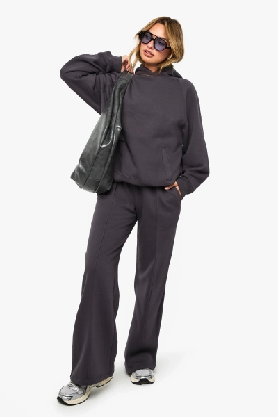 Pintuck Detail Deep Waistband Wide Leg Jogger
